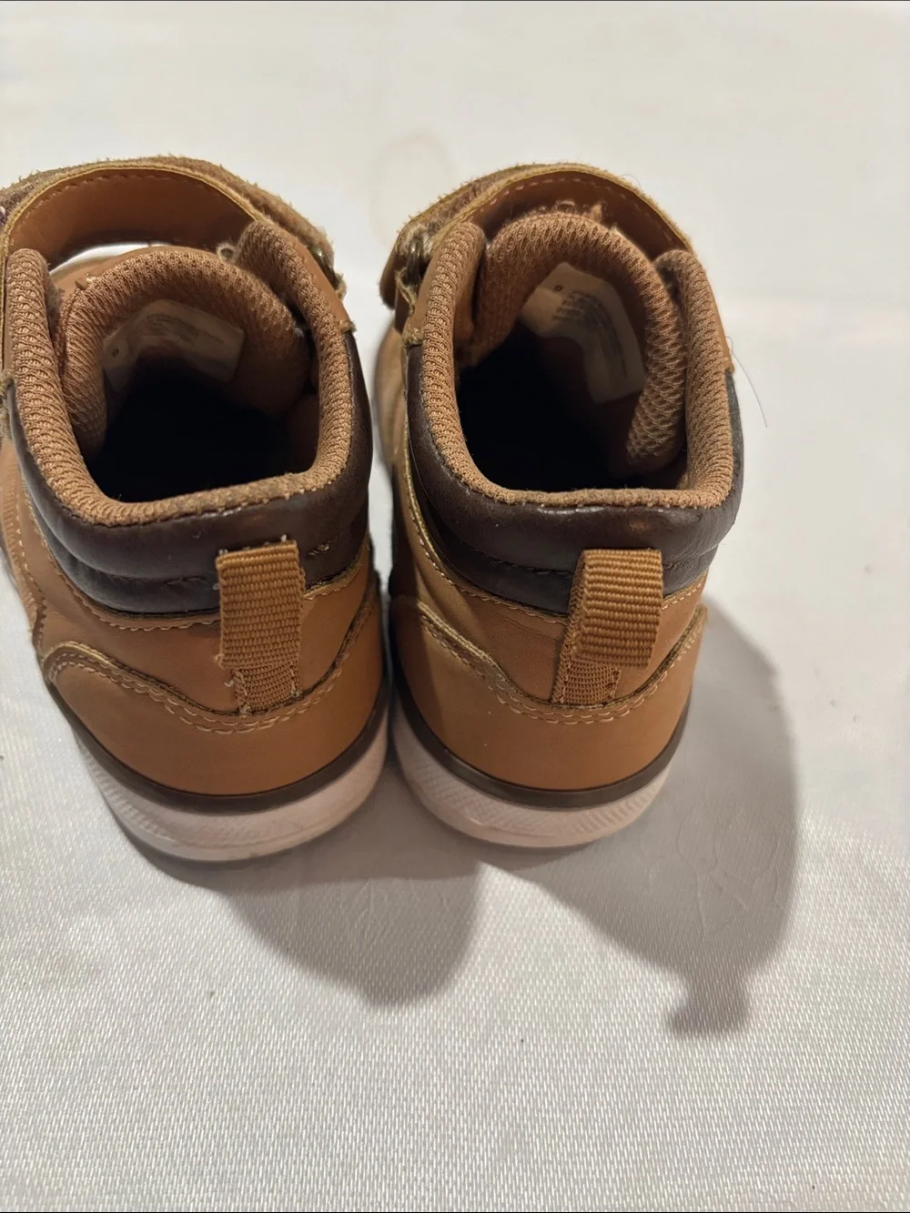 Kids Brown High-Top Dress Shoes with Velcro Strap